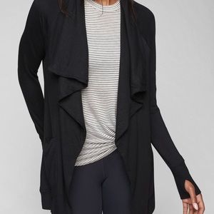 Athleta Studio Wrap Black Open Cardigan  Soft S